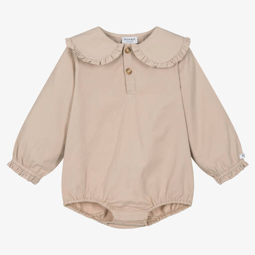 Donsje-Girls Pink Organic Cotton Bodysuit | Childrensalon Outlet
