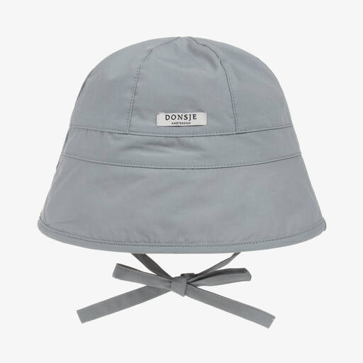 Donsje-Grey Cotton Baby Sun Hat | Childrensalon Outlet