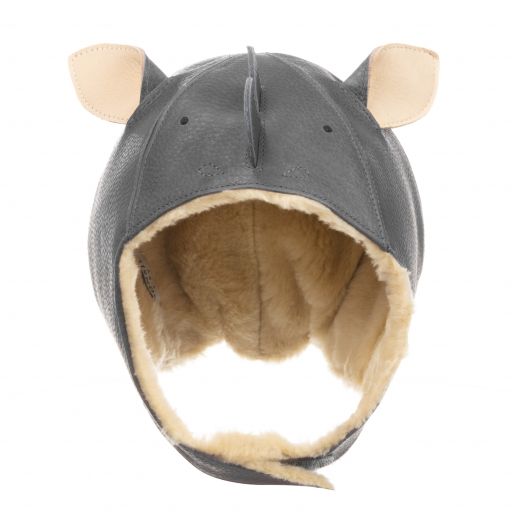 Donsje-Grey Leather Rhino Hat  | Childrensalon Outlet