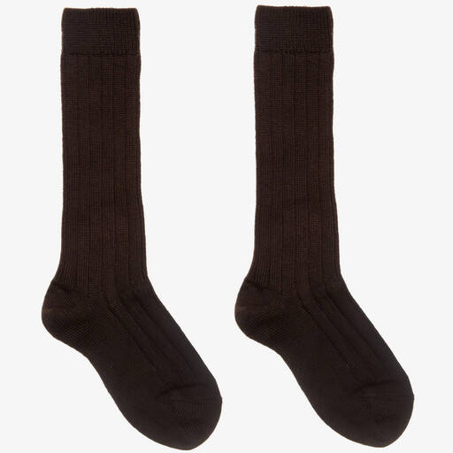 Dore Dore-Brown Wool & Cotton Long Socks | Childrensalon Outlet