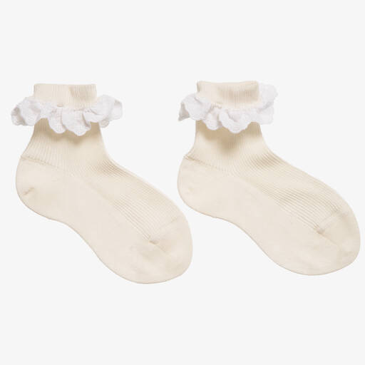 Dore Dore-Girls Luxury Ivory Frilly Socks | Childrensalon Outlet
