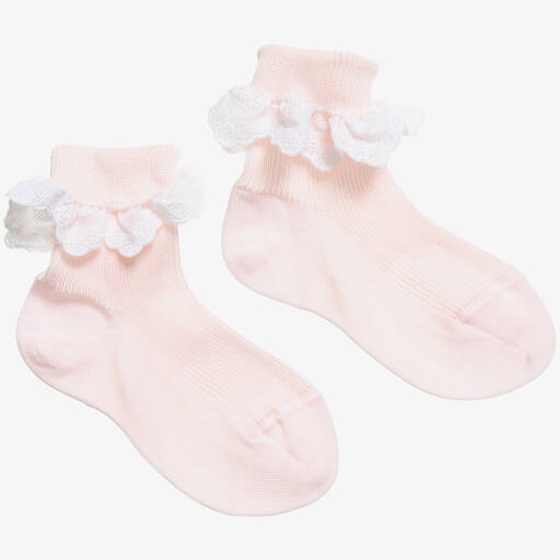 Dore Dore-Girls Luxury Pink Frilly Socks | Childrensalon Outlet