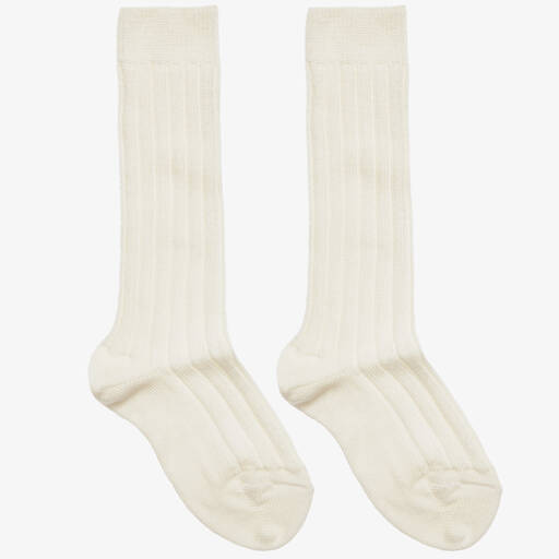 Dore Dore-Ivory Wool & Cotton Long Socks | Childrensalon Outlet