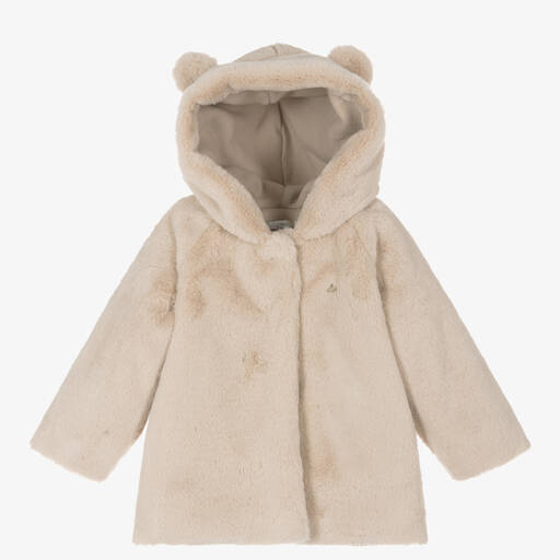 Dr. Kid-Baby Beige Faux Fur Hooded Jacket | Childrensalon Outlet