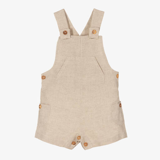 Dr. Kid-Beige Leinen- & Baumwoll-Latzhose | Childrensalon Outlet