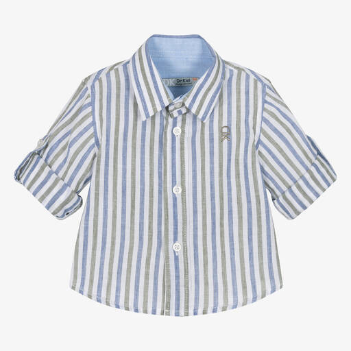 Dr. Kid-Baby Boys Blue & Green Striped Shirt | Childrensalon Outlet