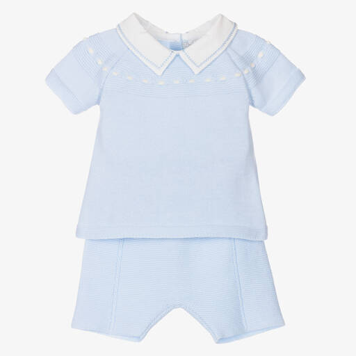 Dr. Kid-Baby Boys Blue Knitted Shorts Set | Childrensalon Outlet