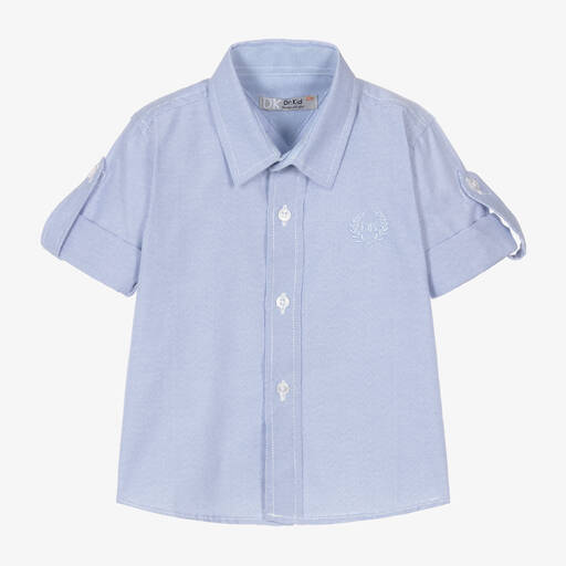 Dr. Kid-Baby Boys Blue & White Stripe Cotton Shirt  | Childrensalon Outlet