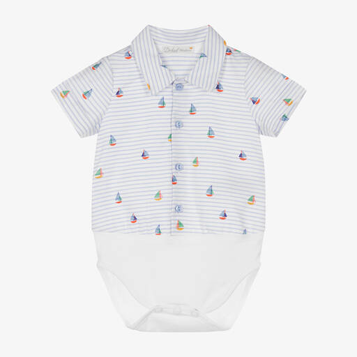 Dr. Kid-Бело-голубая рубашка в полоску с боди | Childrensalon Outlet
