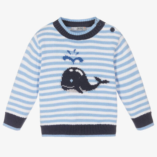 Dr. Kid-Baby Boys Striped Cotton Knit Sweater | Childrensalon Outlet
