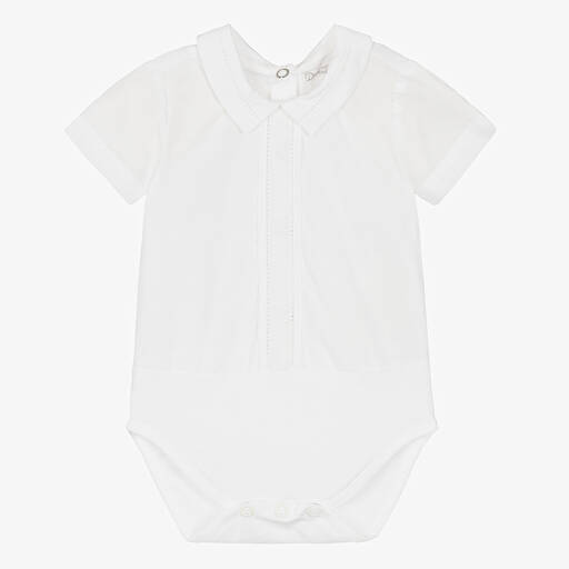 Dr. Kid-Baby Boys White Cotton Bodysuit Shirt | Childrensalon Outlet