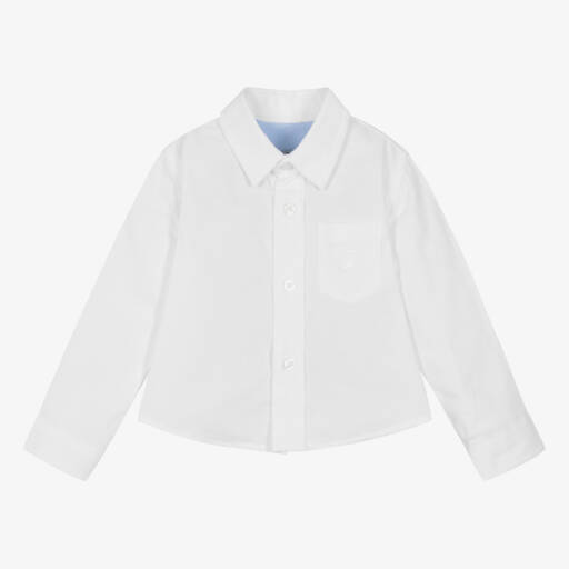 Dr. Kid-Baby Boys White Cotton Shirt With Long Sleeves | Childrensalon Outlet