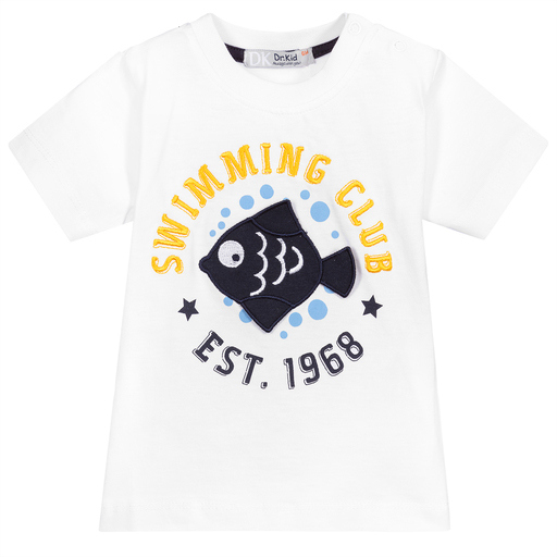 Dr. Kid-Baby Boys White Cotton T-Shirt | Childrensalon Outlet