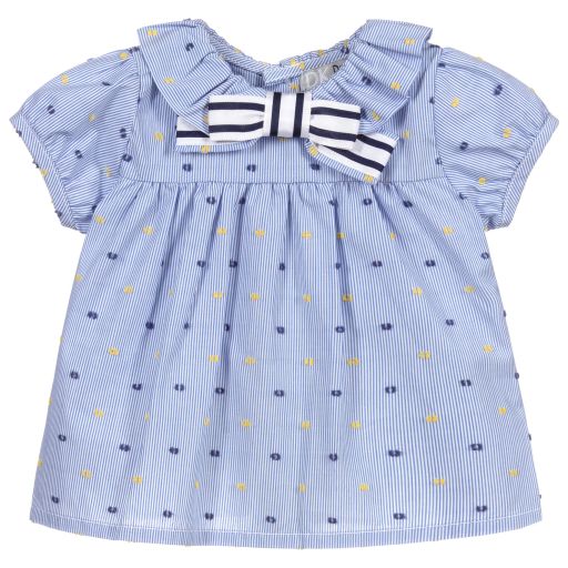Dr. Kid-Baby Girls Blue Cotton Blouse | Childrensalon Outlet