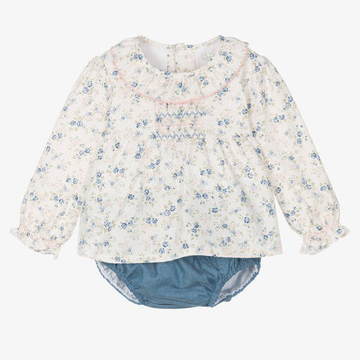 Dr. Kid-Ensemble short coton bleu à fleurs | Childrensalon Outlet