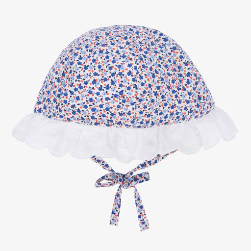 Dr. Kid-Baby Girls Blue Floral Cotton Hat | Childrensalon Outlet