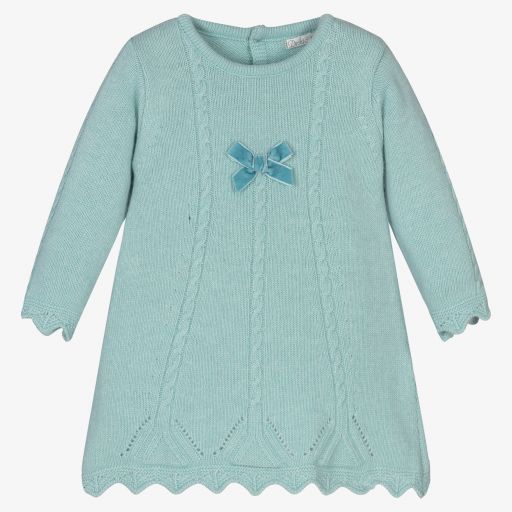 Dr. Kid-Baby Girls Green Knitted Dress | Childrensalon Outlet