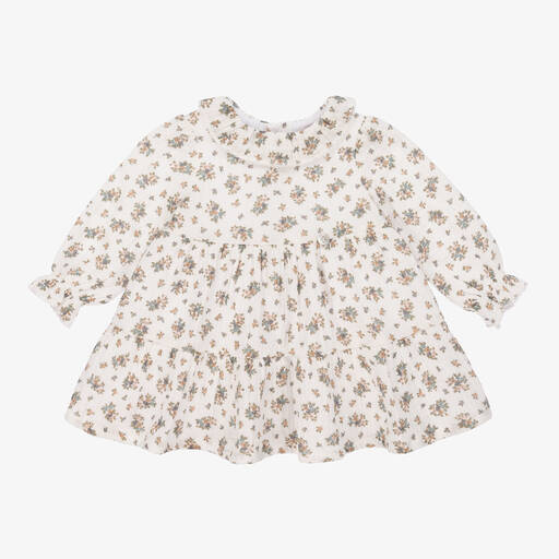 Dr. Kid-Baby Girls Ivory & Green Floral Dress | Childrensalon Outlet