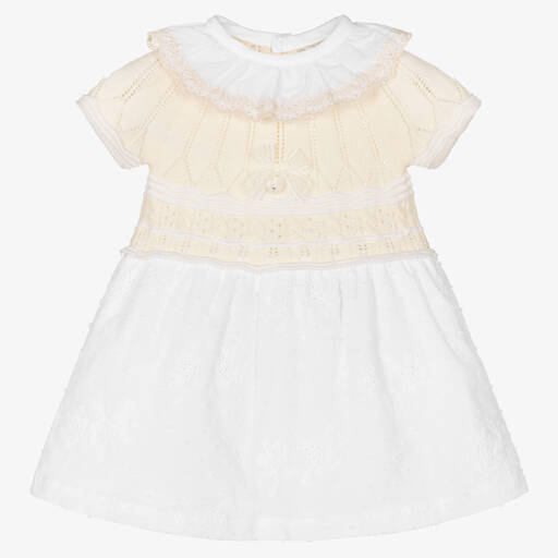 Dr. Kid-Baby Girls Ivory & White Cotton Dress | Childrensalon Outlet