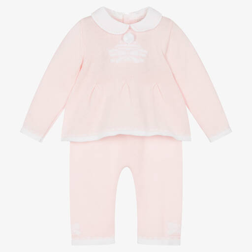 Dr. Kid-Baby Girls Pink Cotton Knit Trouser Set | Childrensalon Outlet