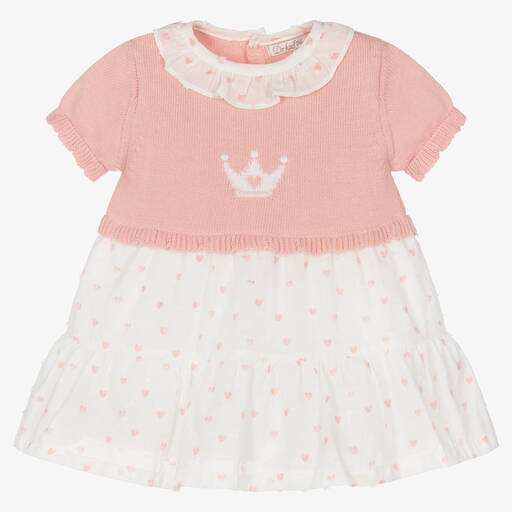 Dr. Kid-Baby Girls Pink & White Cotton Dress | Childrensalon Outlet