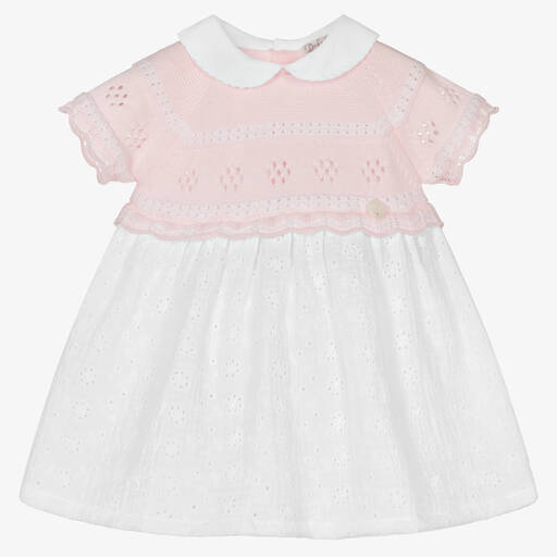 Dr. Kid-Baby Girls Pink & White Cotton Dress | Childrensalon Outlet