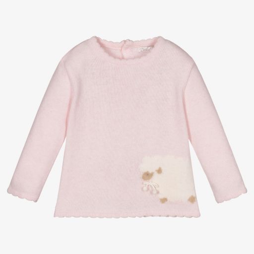 Dr. Kid-Baby Girls Pink Wool Sweater | Childrensalon Outlet