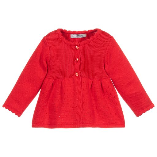 Dr. Kid-Baby Girls Red Knitted Cardian | Childrensalon Outlet