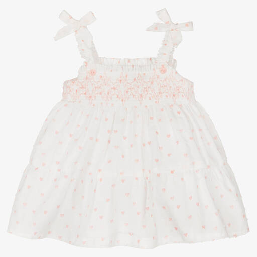 Dr. Kid-Baby Girls White & Pink Heart Dress | Childrensalon Outlet