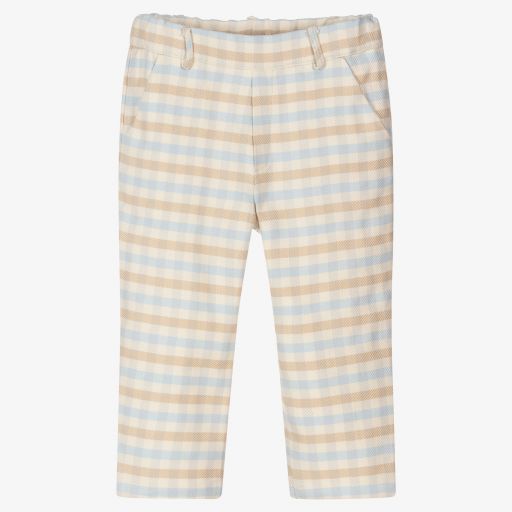 Dr. Kid-Beige Check Cotton Trousers | Childrensalon Outlet