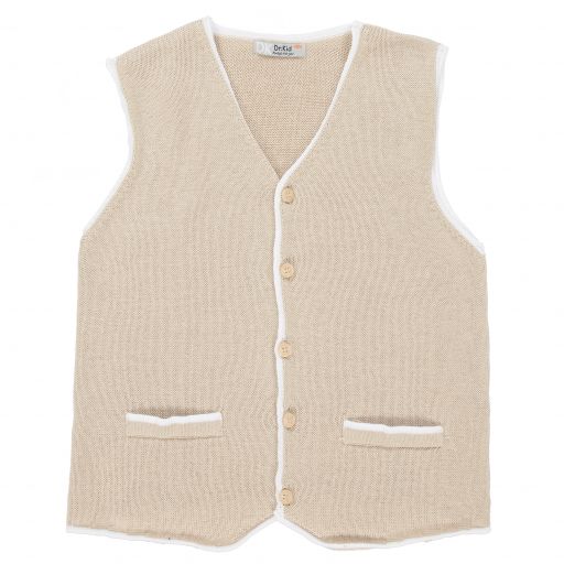 Dr. Kid-Beige Cotton Knit Waistcoat | Childrensalon Outlet