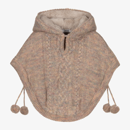 Dr. Kid-Beige Marl Hooded Knitted Cape | Childrensalon Outlet