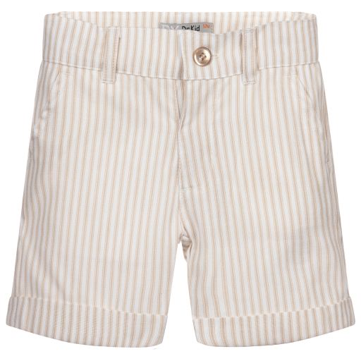 Dr. Kid-Beige Striped Cotton Shorts | Childrensalon Outlet