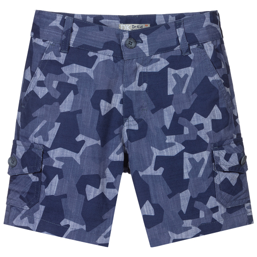 Dr. Kid-Blue Camo Cotton Cargo Shorts | Childrensalon Outlet
