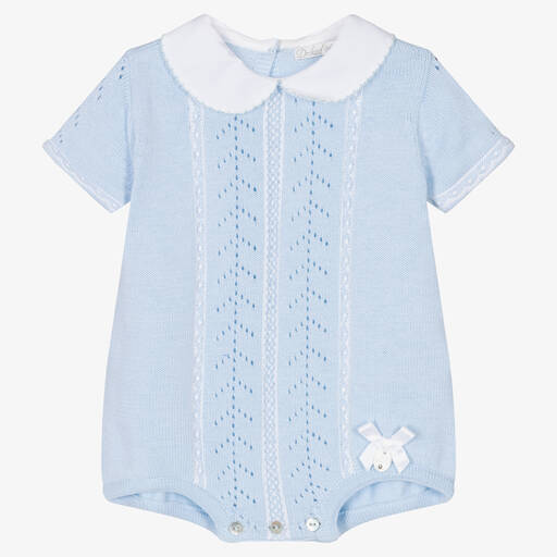 Dr. Kid-Blue Cotton Knit Baby Shortie | Childrensalon Outlet