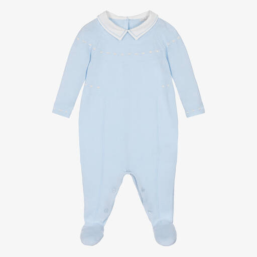 Dr. Kid-Blue Cotton Knitted Babygrow  | Childrensalon Outlet