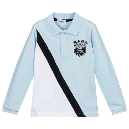 Dr. Kid-Blue Cotton Piqué Polo Shirt | Childrensalon Outlet