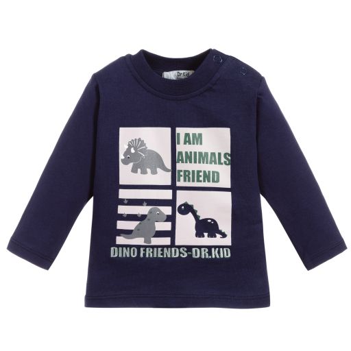 Dr. Kid-Blue Dinosaur Cotton Top | Childrensalon Outlet