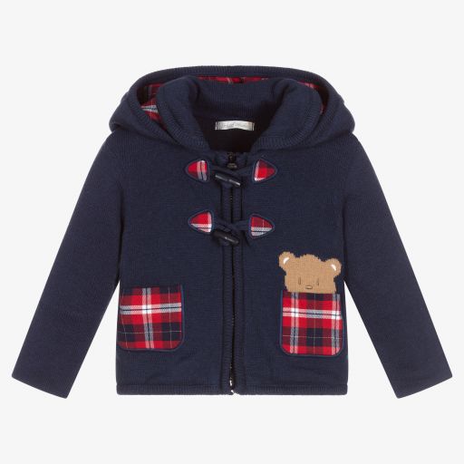 Dr. Kid-Blue Knit Hooded Baby Jacket | Childrensalon Outlet