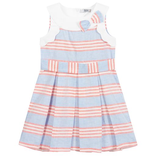 Dr. Kid-Blue & Red Linen Dress | Childrensalon Outlet