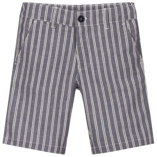 Dr. Kid-Blue Striped Cotton Shorts | Childrensalon Outlet