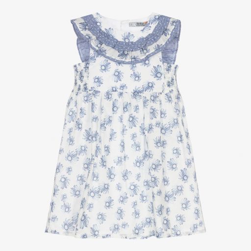 Dr. Kid-Blue & White Floral Dress | Childrensalon Outlet