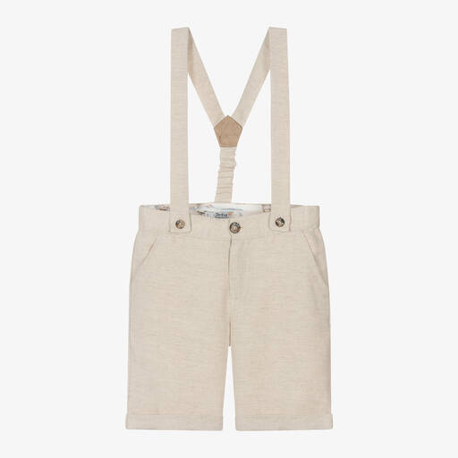 Dr. Kid-Boys Beige Cotton & Linen Shorts | Childrensalon Outlet