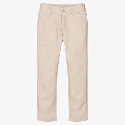 Dr. Kid-Boys Beige Stripe Trousers | Childrensalon Outlet