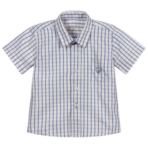 Dr. Kid-Boys Blue Check Shirt | Childrensalon Outlet