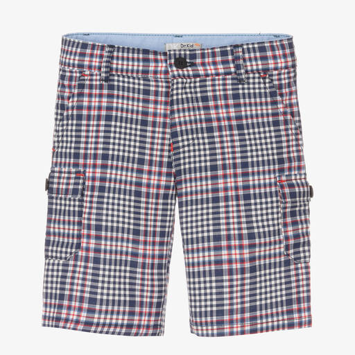 Dr. Kid-Boys Blue Checked Cotton Shorts | Childrensalon Outlet