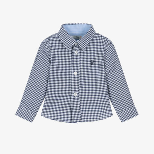 Dr. Kid-Boys Blue Checkered Cotton Shirt | Childrensalon Outlet