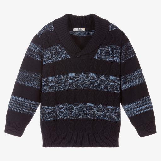 Dr. Kid-Boys Blue Cotton Knit Jumper | Childrensalon Outlet