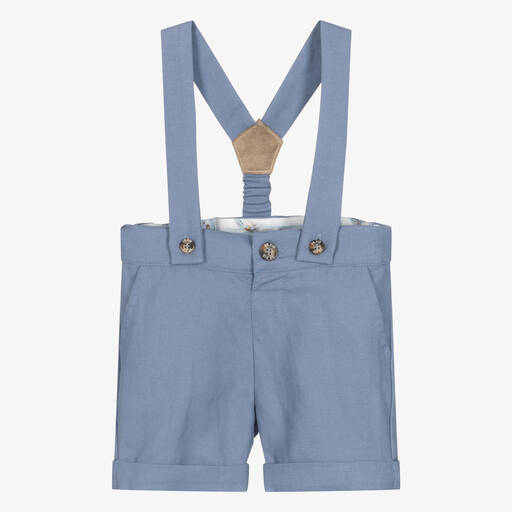 Dr. Kid-Boys Blue Cotton & Linen Shorts | Childrensalon Outlet