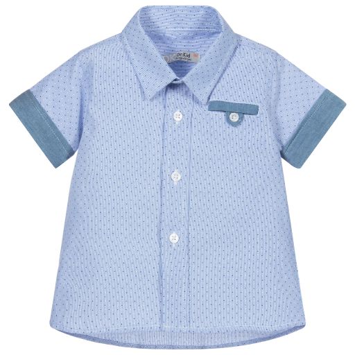 Dr. Kid-قميص بولي قطن لون أزرق للأولاد | Childrensalon Outlet
